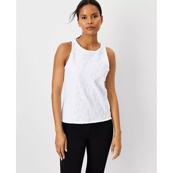 Ann Taylor Petite Flower White Sleeveless Tank Shell XSP NEW NWT - Picture 1 of 10